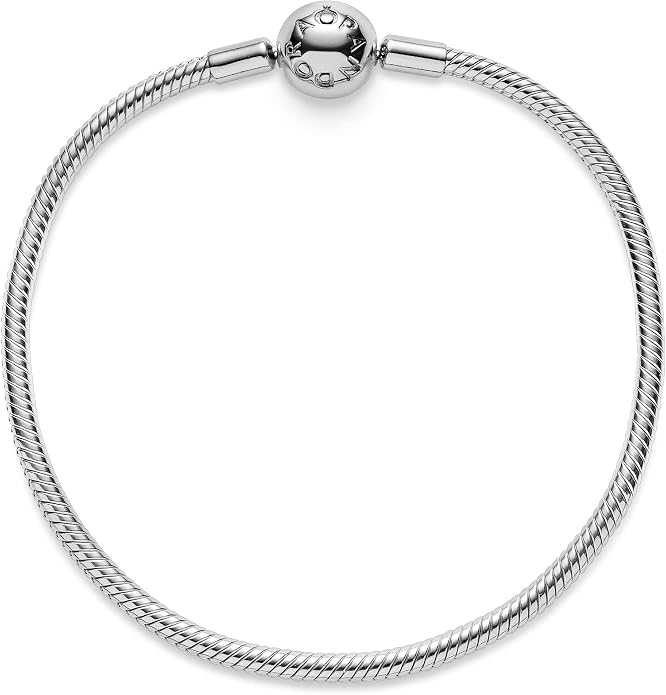 PANDORA Biżuteria – Smooth Moments bransoletka z zawieszką z łańcuszkiem wężowym – prezent dla niej – srebro wysokiej próby, Metal - obrazek 3