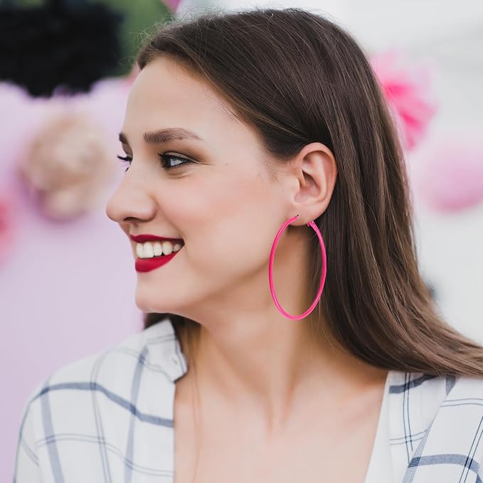 Tyqour Duże Cienkie Kolczyki Kreolki Lata 80 i 90, Minimalistyczne Okrągłe Kolczyki, Kolczyki Kreolki Damskie, Eleganckie Kolczyki na Zawieszkach dla Dziewcząt, na Imprezę, Ślub, 60 mm, 6 cm, Metal - obrazek 6