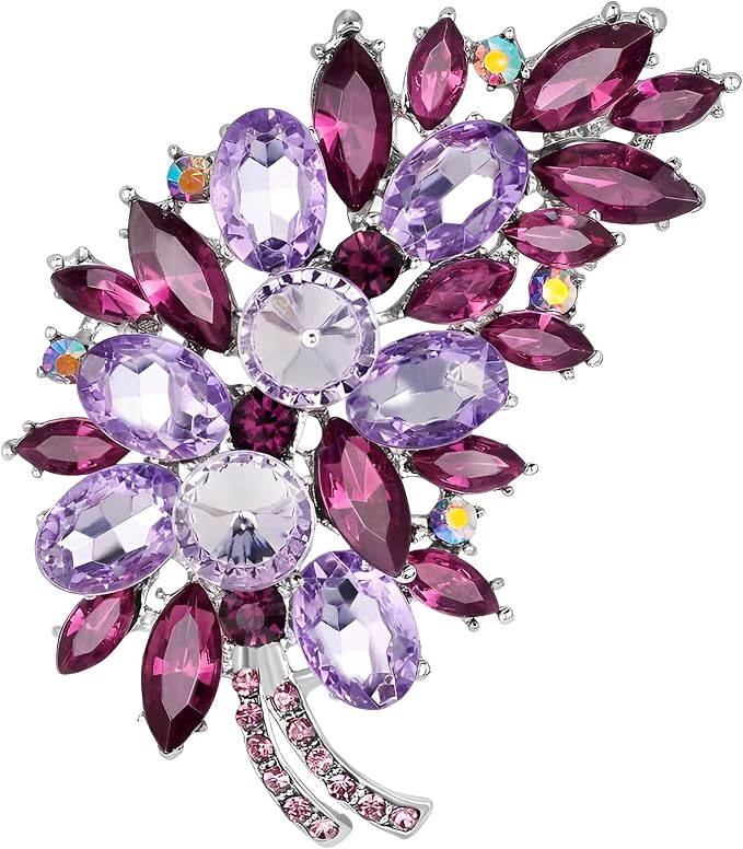 Broszki z piórami Rhinestone, modna broszka imprezowa, przypinki ze stopu, na codzienne święta, daty wesel (fioletowy)