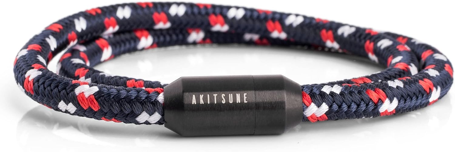 Akitsune Bransoletka nylonowa z liny żeglarskiej Mare | szerokość 5 mm | magnetyczne zapięcie kapsułki podwójnie owinięte kobiety mężczyźni morskie - obrazek 4