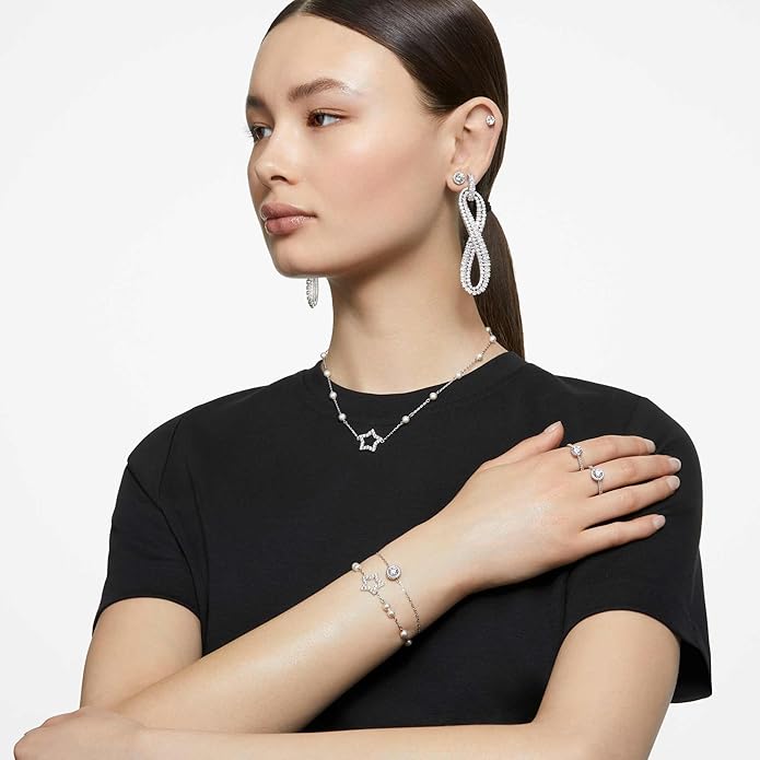 Swarovski Stilla Kolekcja pierścionek koktajlowy, szlif okrągły, pavé, biały - obrazek 6