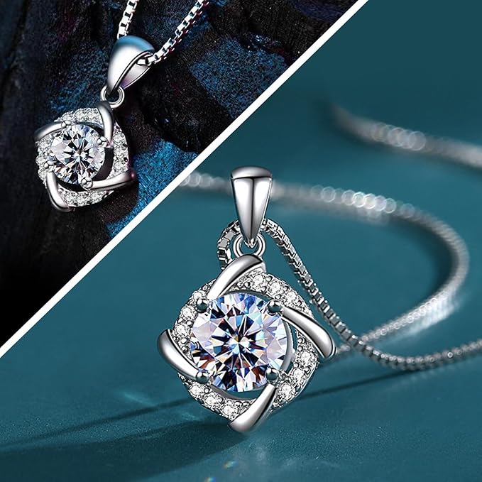 Naszyjnik damski z moissanitem, wisiorek, diament moissanit 1CT, hodowany w laboratorium, pokryty rodem, biżuteria wisiorek, z dołączonym pudełkiem prezentowym. - obrazek 5