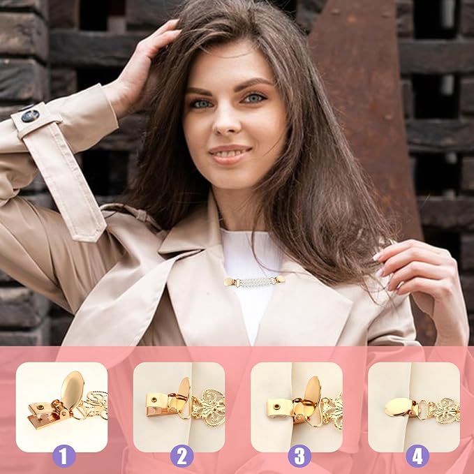 4 szt. klipsy do sukienki z tyłu klipsy do swetra vintage klips do koszuli dla kobiet odzież 4 style dla kobiet dziewczyny - obrazek 5
