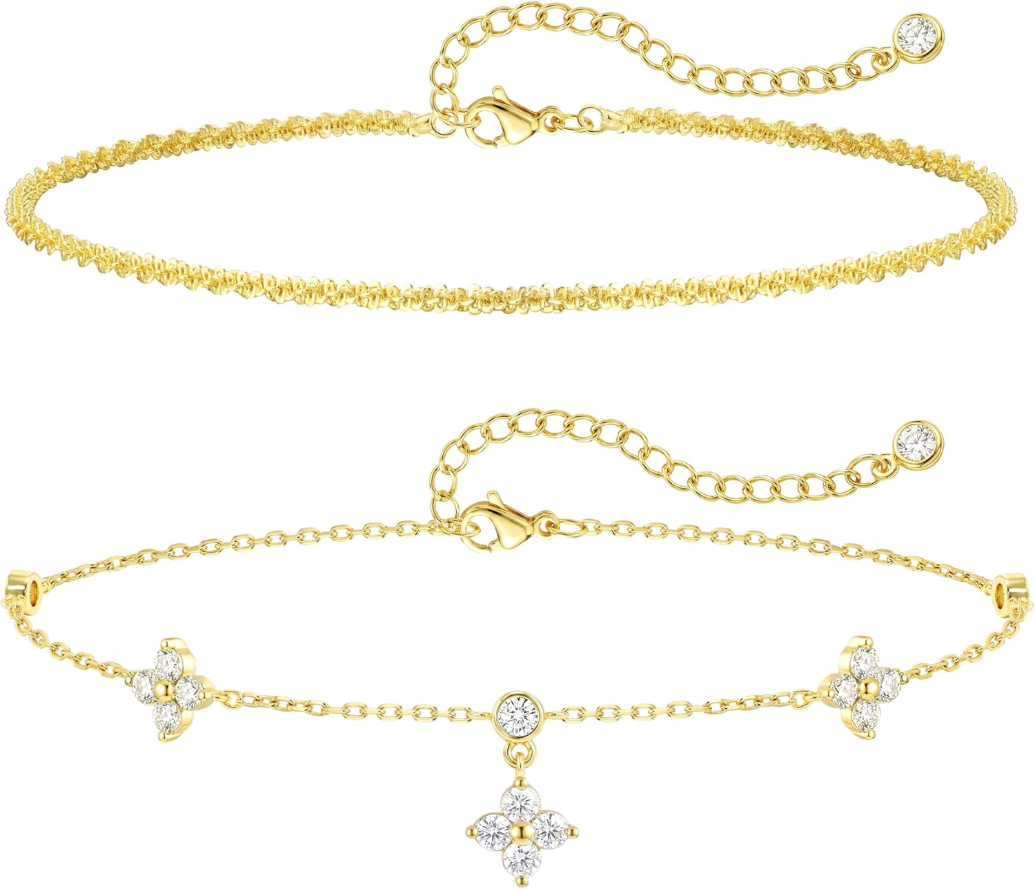 ZOERAY złote srebrne bransoletki ankietowe dla kobiet wodoodporne 18-karatowe złoto platerowane kotwice dla kobiet nie usztywniane Dainty Layered Heart Anklet Set Summer Beach Foot Chain biżuteria - obrazek 3