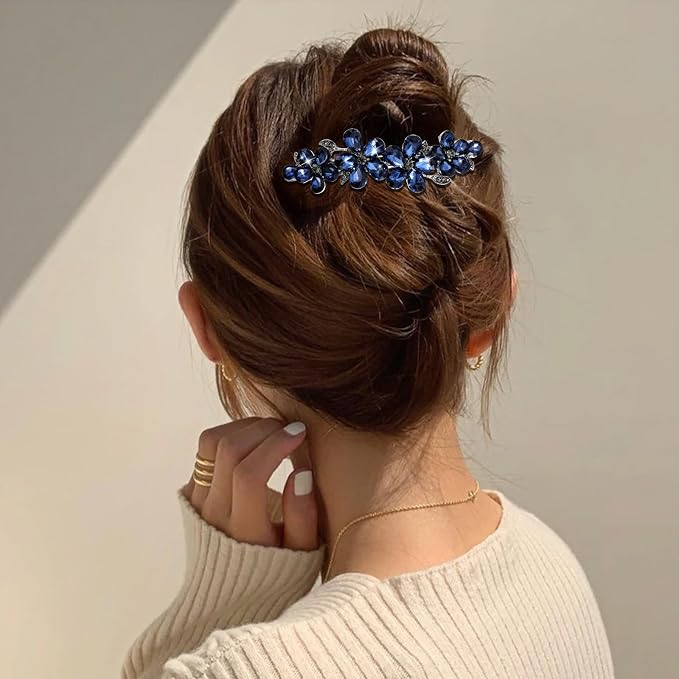 Niebieska, kryształowa spinka do włosów, luksusowa biżuteria, styl vintage, stras, barrettes Sparkly, ozdoba do włosów, dla kobiet i dziewcząt, wieczorne przyjęcie, wesele, do codziennego użytku - obrazek 5
