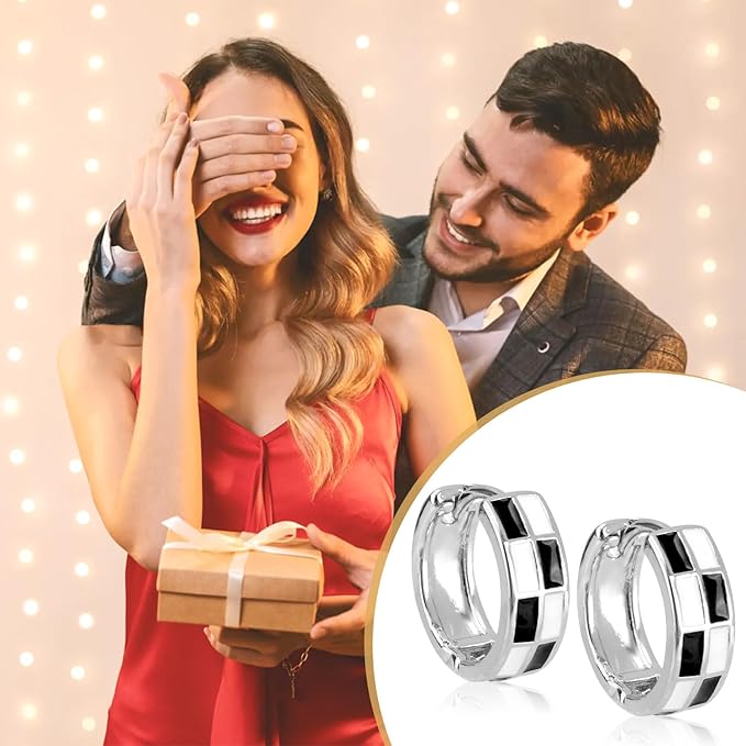 Kolczyki w Kratke, Eleganckie Vintage Okragle Huggie Grube w Kratke Male Kola Delikatne Bizuteria na Prezent dla Kobiet (Srebrne) - obrazek 7