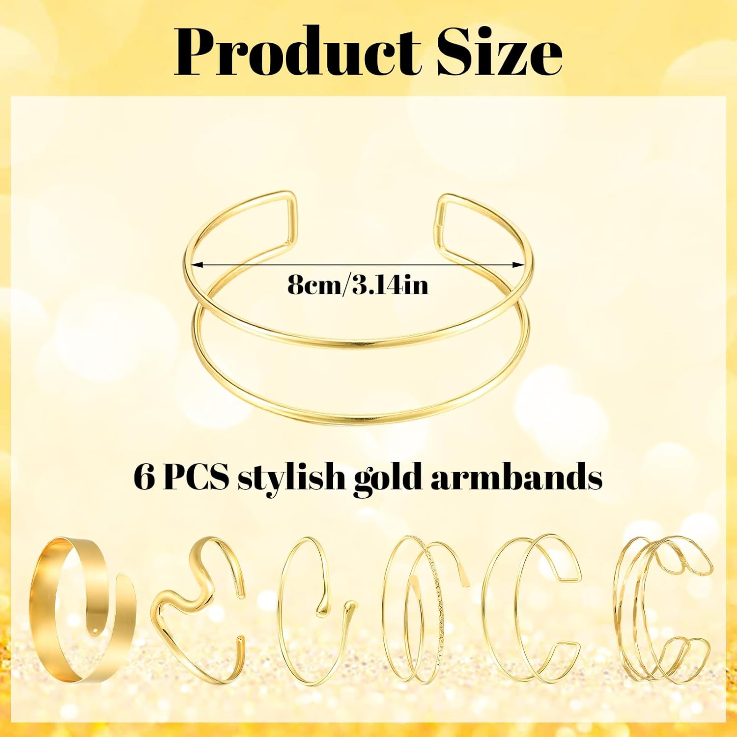 Cobee 6 sztuk bransoletek na ramię, 8 cm, regulowana bransoletka damska, minimalistyczna bransoletka w stylu boho, punk, kręcona, zestaw delikatnych bransoletek dla dziewcząt - obrazek 3