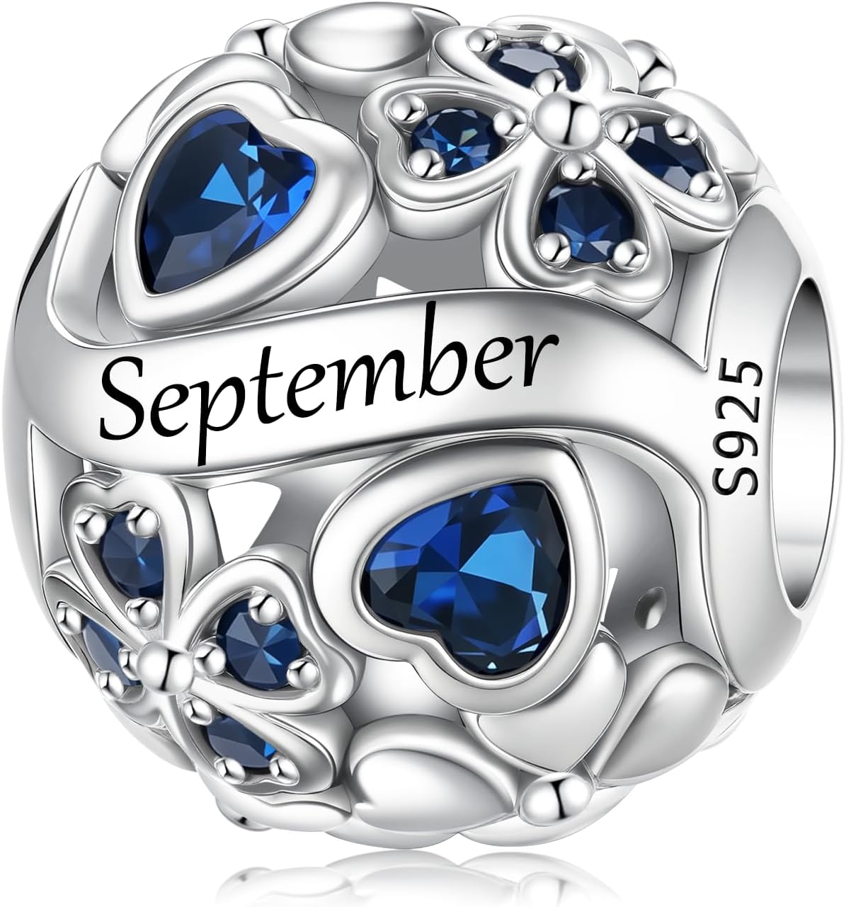 LNQOBU Birthstone Charms do bransoletek Pandora, srebro wysokiej próby 925, zawieszka w kształcie serca w kształcie serca, prezent urodzinowy dla kobiet - obrazek 2