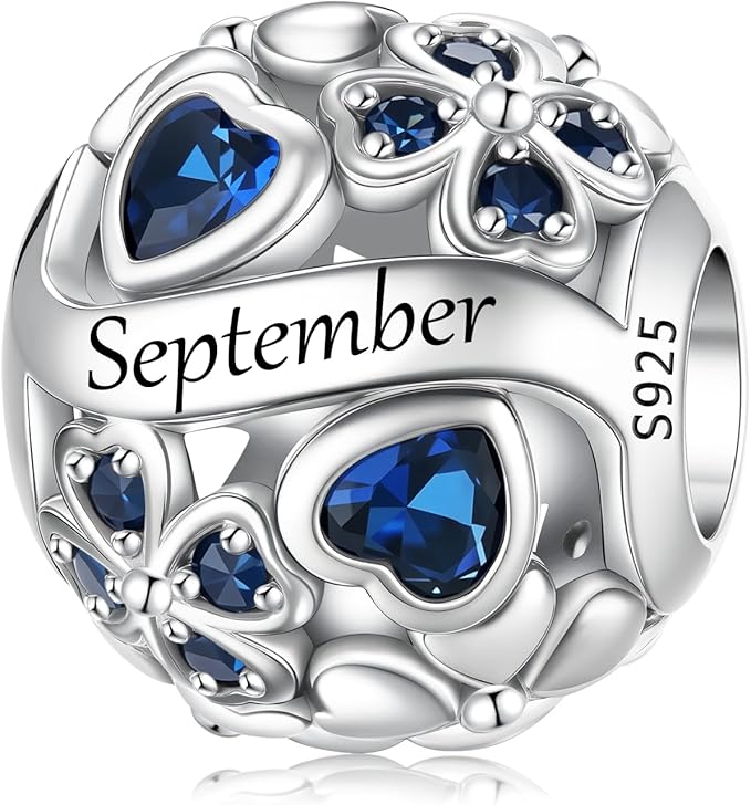 LNQOBU Birthstone Charms do bransoletek Pandora, srebro wysokiej próby 925, zawieszka w kształcie serca w kształcie serca, prezent urodzinowy dla kobiet