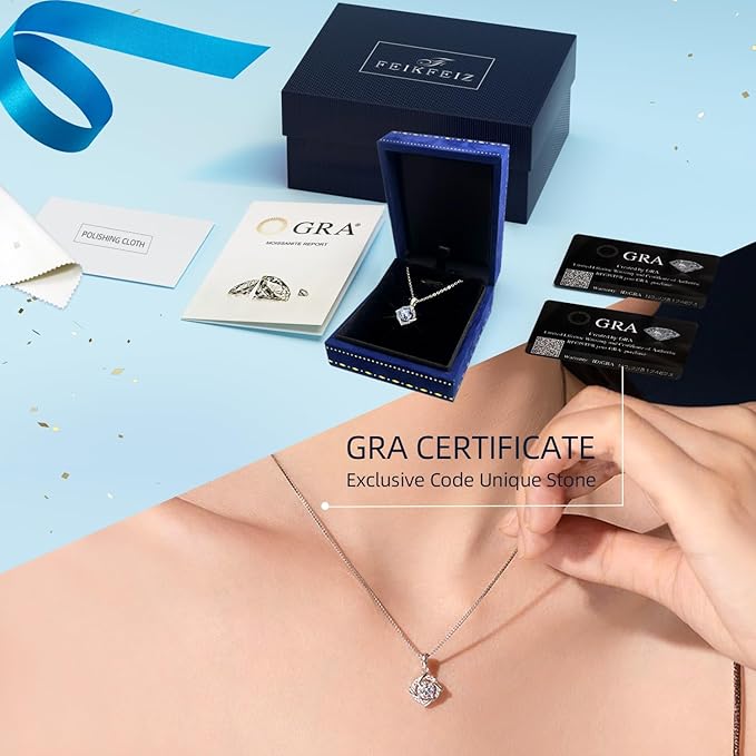 Naszyjnik damski z moissanitem, wisiorek, diament moissanit 1CT, hodowany w laboratorium, pokryty rodem, biżuteria wisiorek, z dołączonym pudełkiem prezentowym. - obrazek 6