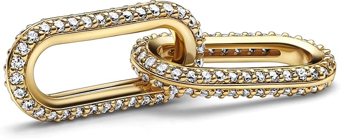 PANDORA ME Pavé Doppelter Styling-Link aus 14 Karat vergoldetem Metall mit Cubic Zirkonia, Ausschließlich Kompatibel ME, Höhe: 8,2mm, 769660C01