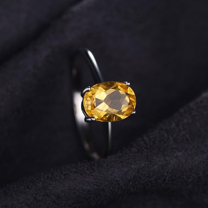 JewelryPalace Pierścionki damskie pozłacane 14-karatowym białym złotem, naturalny pomarańczowy cytryn, pierścionek zaręczynowy, pierścionek z okazji rocznicy dla kobiet, pierścionek zaręczynowy - obrazek 3