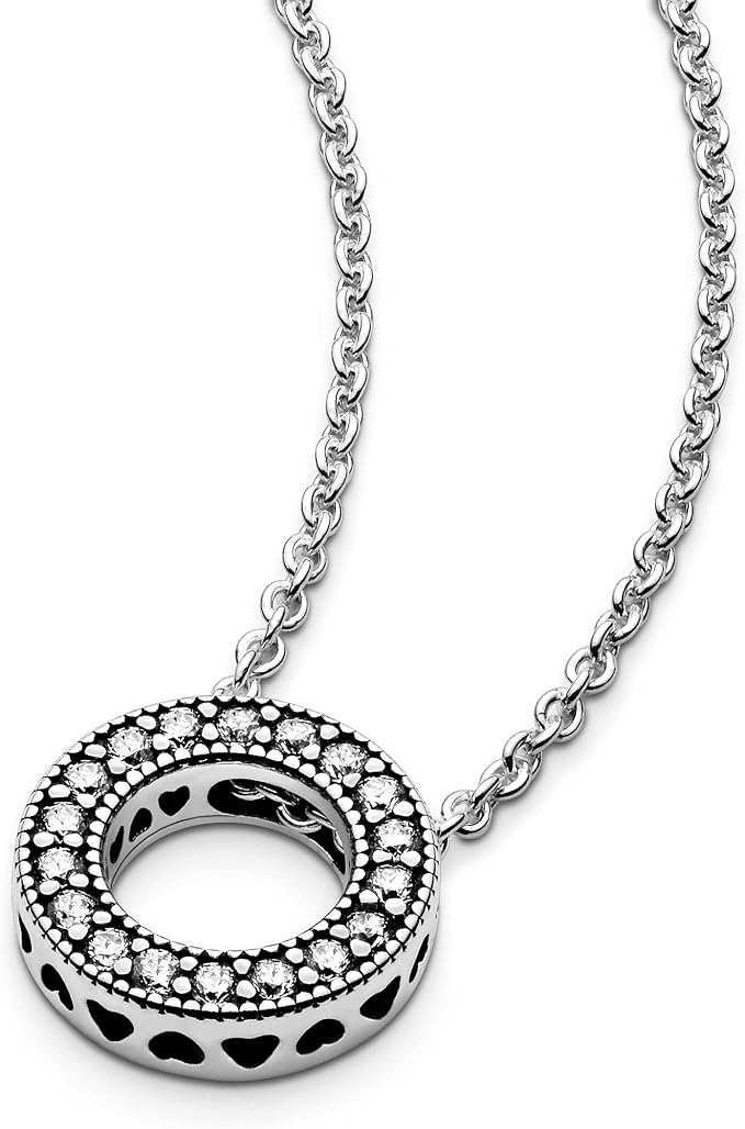 Pandora Signature Collier Pavé réversible en argent sterling avec zircones cubiques transparentes, 45 - obrazek 5
