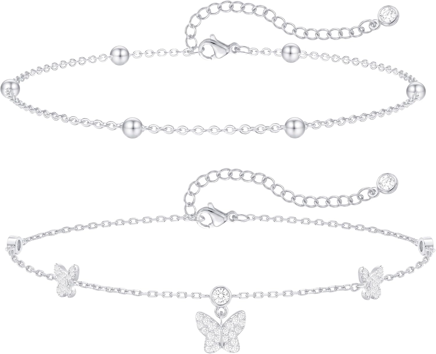 ZOERAY złote srebrne bransoletki ankietowe dla kobiet wodoodporne 18-karatowe złoto platerowane kotwice dla kobiet nie usztywniane Dainty Layered Heart Anklet Set Summer Beach Foot Chain biżuteria - obrazek 2