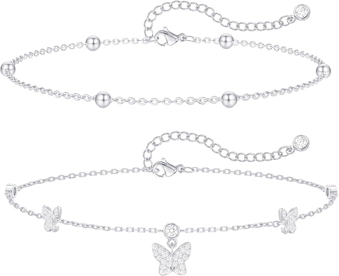 ZOERAY złote srebrne bransoletki ankietowe dla kobiet wodoodporne 18-karatowe złoto platerowane kotwice dla kobiet nie usztywniane Dainty Layered Heart Anklet Set Summer Beach Foot Chain biżuteria