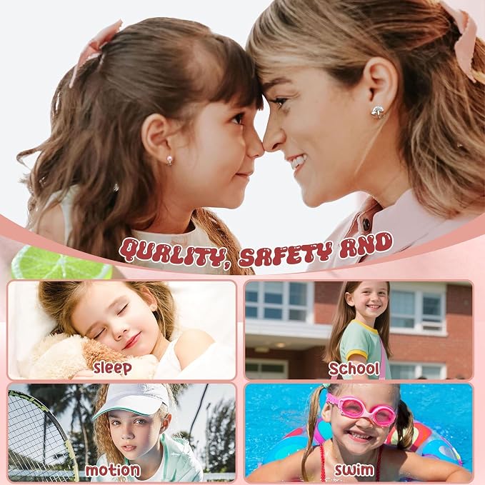 8-10 par klipsów do uszu dla dzieci i dziewczynek, hipoalergiczne kolczyki bez dziurek w uszach, z motylem, kwiatem, sercem, gwiazdą, cyrkoniami, błyszczące kolczyki z klipsem, prezent - obrazek 7