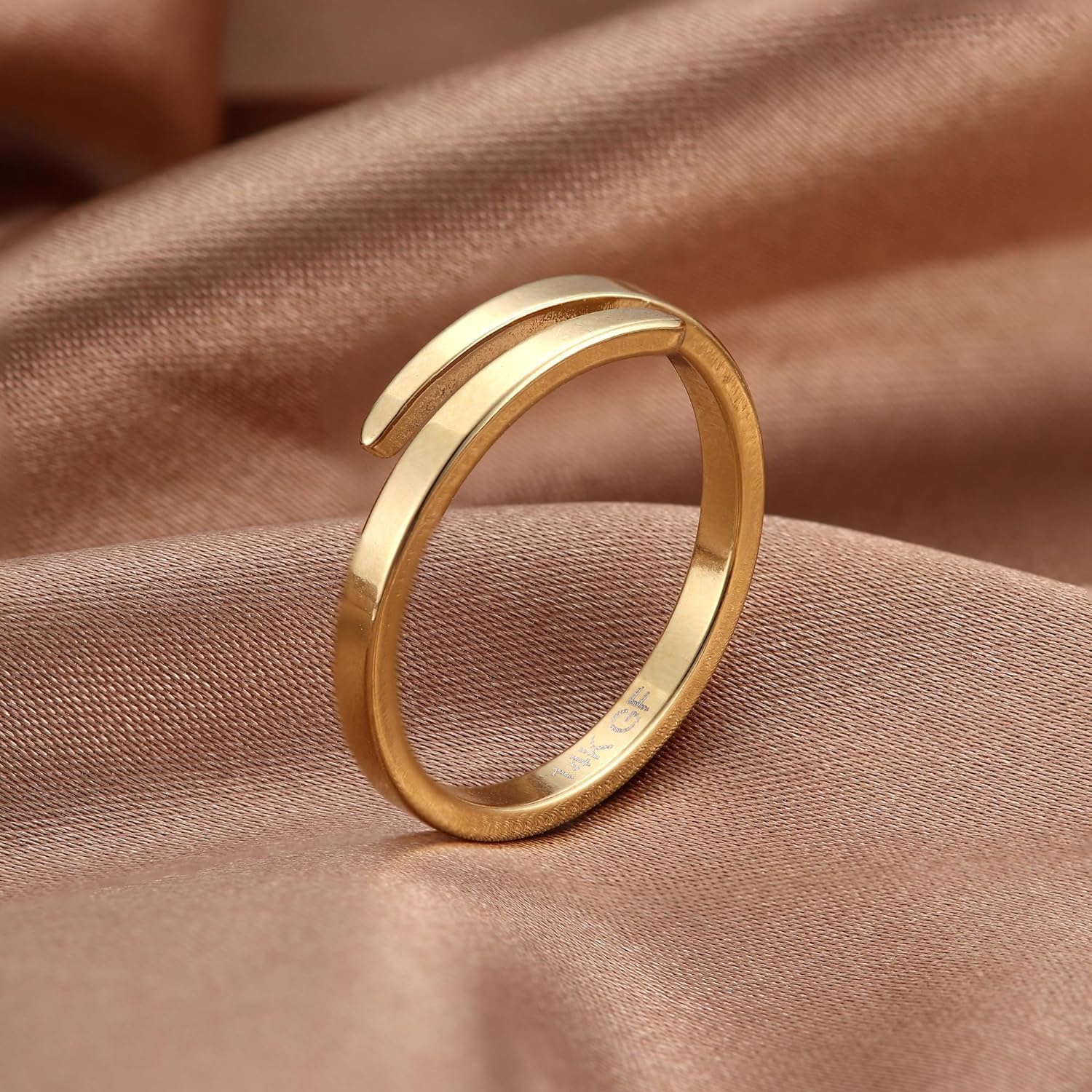 Diamday 14K złote otwarte pierścionki dla kobiet dziewcząt regulowany północ kciuk wieczność pierścionek do układania w stos drobno pozłacany minimalistyczny pierścionek otwarty skręcony - obrazek 7