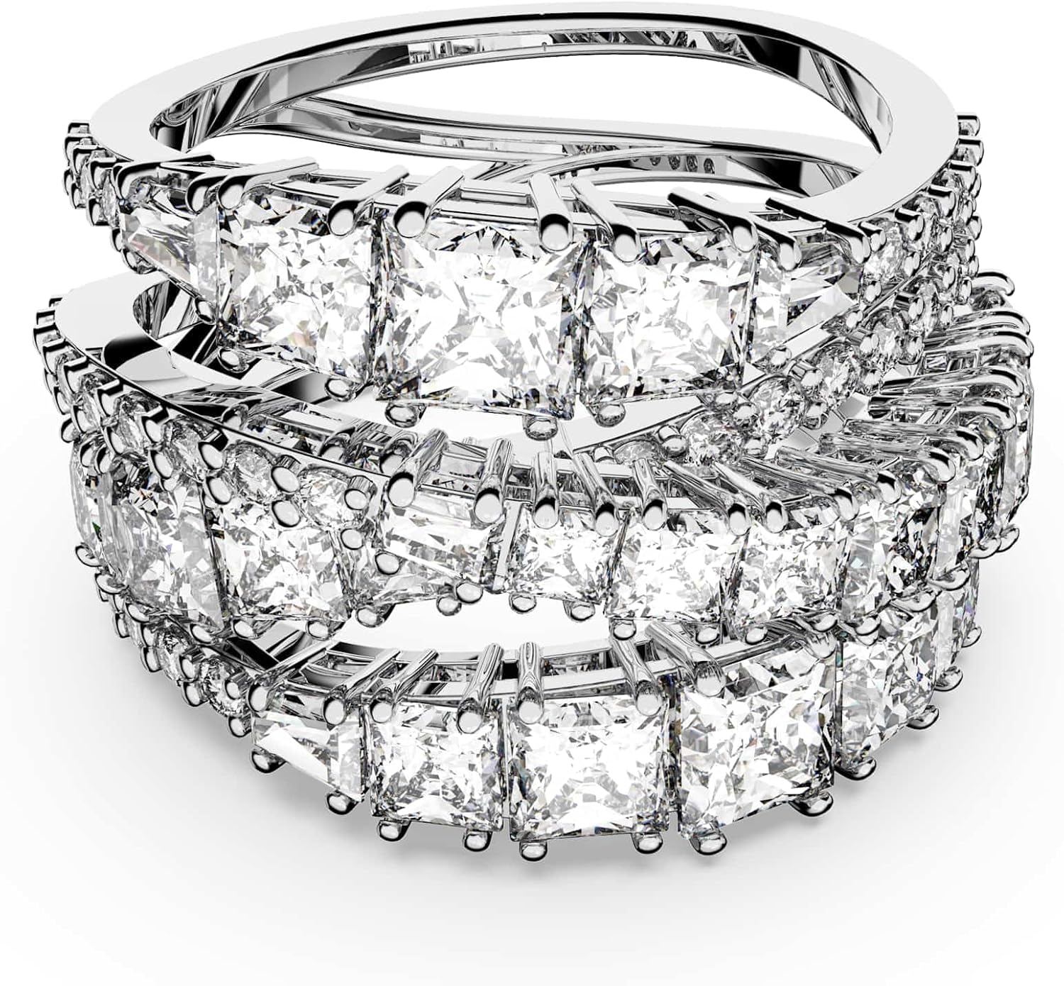 Swarovski Hyperbola pierścionek, mieszane szlify, biały, pokryty rodem - obrazek 2