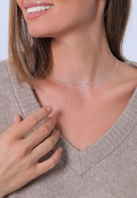 Elli Naszyjnik damski choker z motywem okręgu Trend Geo ze srebra wysokiej próby 925 - obrazek 7