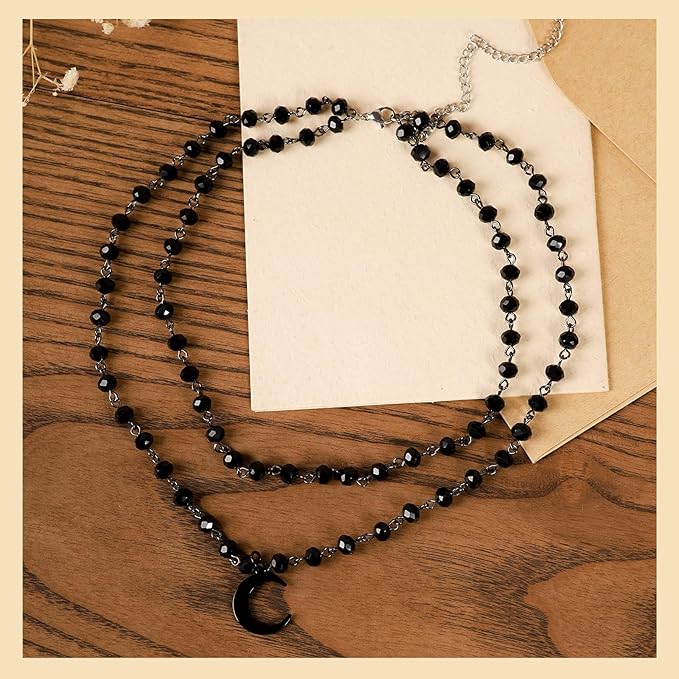 Moguri® Gotycki naszyjnik z księżycem w stylu boho, Y2k, gwiazdy, słońce, gotycki, naszyjnik na Halloween, Boże Narodzenie, prezent dla kobiet - obrazek 6