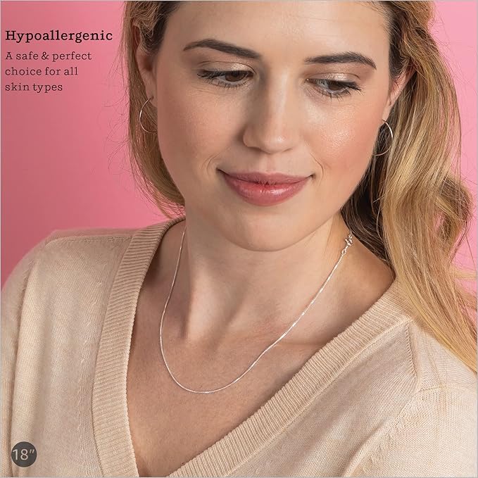 KEZEF 18-karatowe złoto na srebrze wysokiej próby 1 mm łańcuszek pudełko naszyjnik wyprodukowany we Włoszech | łańcuszek ze srebra wysokiej próby | złoty łańcuszek naszyjnik dla kobiet, mężczyzn i - obrazek 3