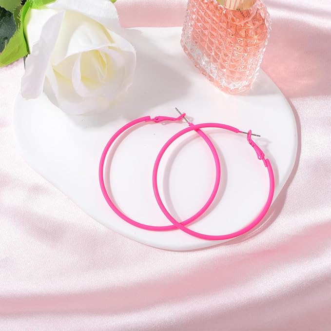 Tyqour Duże Cienkie Kolczyki Kreolki Lata 80 i 90, Minimalistyczne Okrągłe Kolczyki, Kolczyki Kreolki Damskie, Eleganckie Kolczyki na Zawieszkach dla Dziewcząt, na Imprezę, Ślub, 60 mm, 6 cm, Metal - obrazek 7