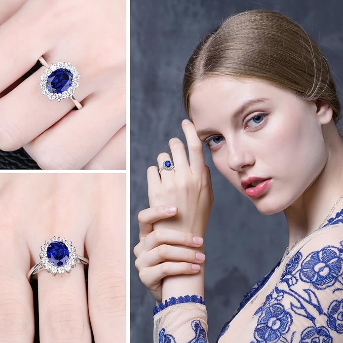 JewelryPalace Księżniczka Diana Szmaragd Szafir Topaz Ametyst Cytryn Granat Perydot Rubin Pierścionki, Pierścionek zaręczynowy Srebro 925 Biżuteria damska Rosegold Gold - obrazek 5