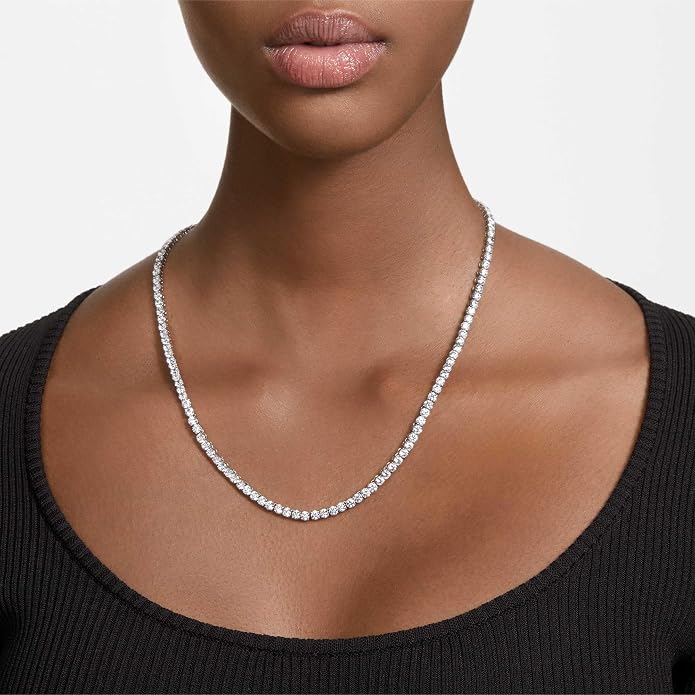 Swarovski Naszyjnik Matrix Tennis, Szlif okrągły, Biały, Powłoka z rodu - obrazek 6
