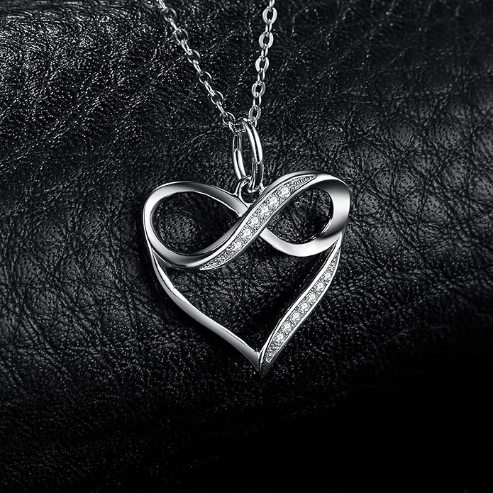 JewelryPalace Łańcuszek Miłość Serce Wisiorek Nieskończoność z Cyrkonią 45CM, Łańcuszki Srebrny Naszyjnik Damski Srebro 925 Łańcuszki Dziewczyny, Biżuteria Damska Różowe Złoto Złoto - obrazek 4