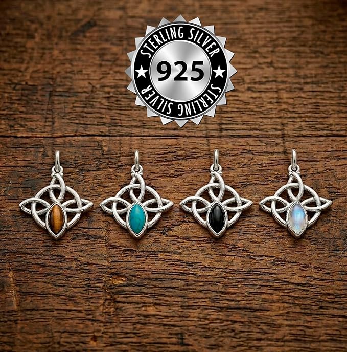 Only faith Wisiorek ze srebra wysokiej próby 925 z naturalnym kamieniem, spersonalizowany celtycki amulet ochronny, 2,5 cm, celtycki design - obrazek 5